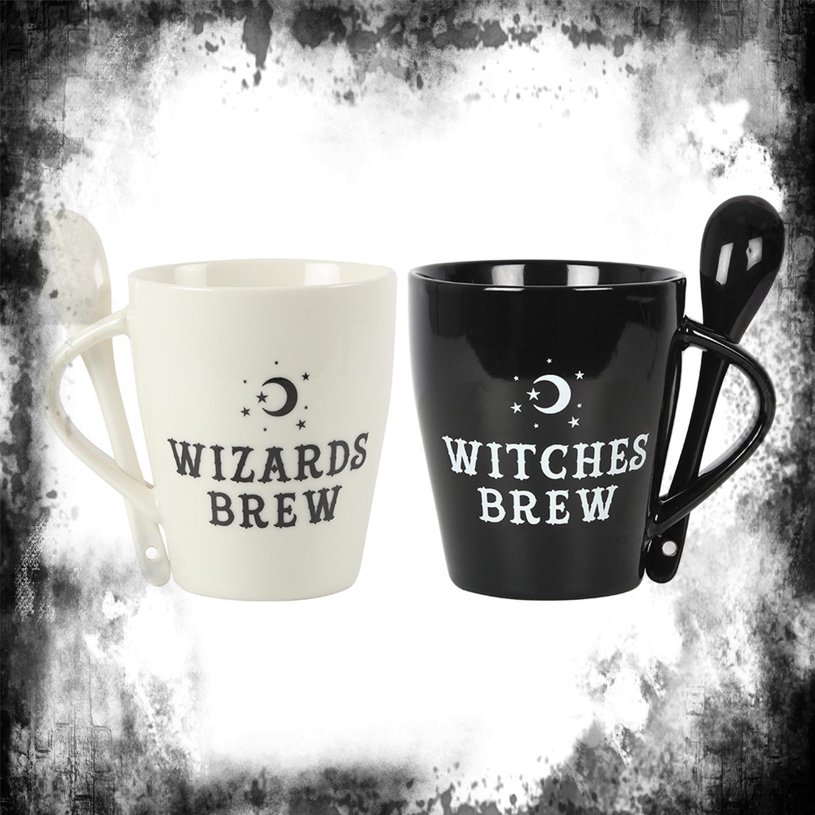 Witch and Wizard Couples Mug and Spoon Set