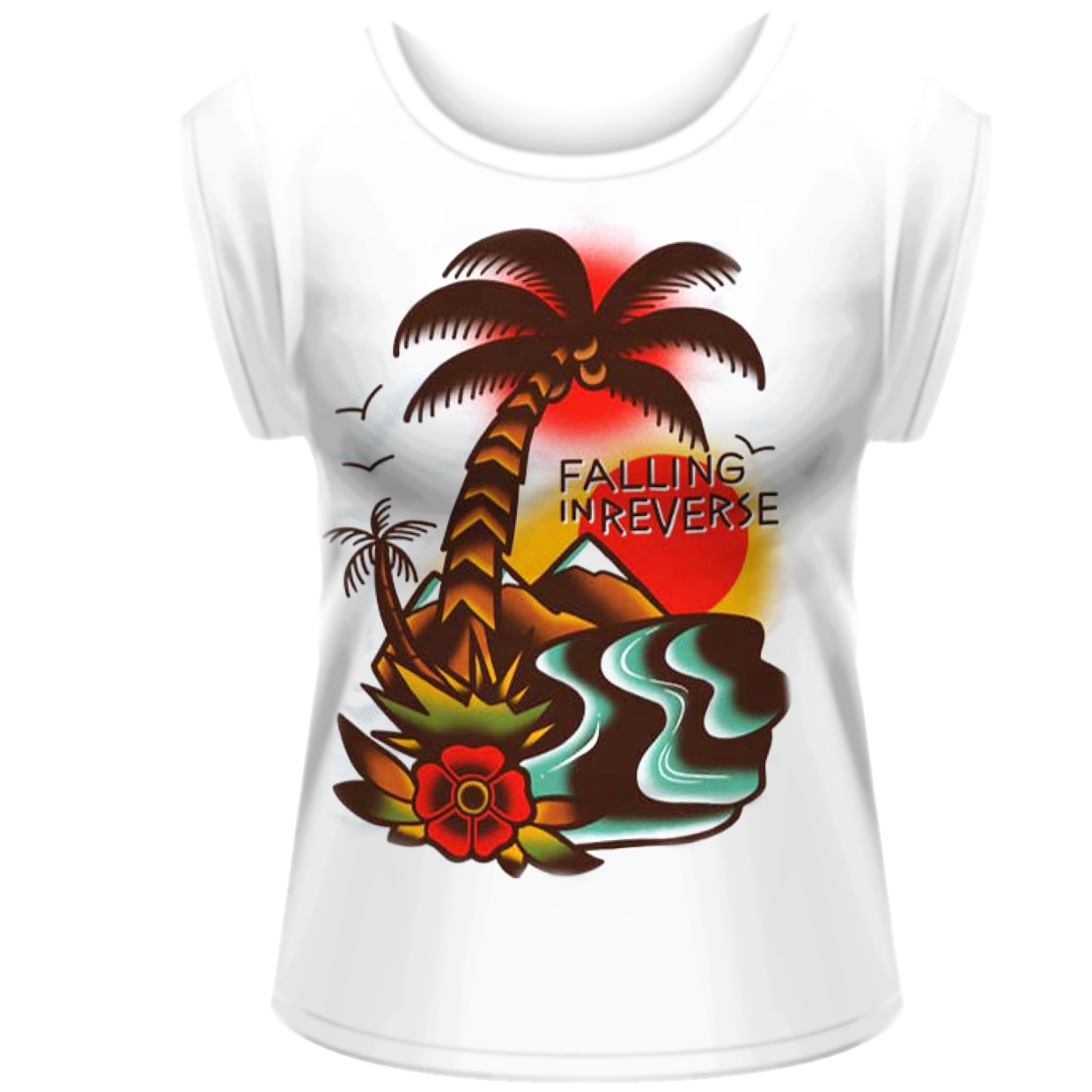 Falling In Reverse Island Rolled Sleeve White Fit T-Shirt