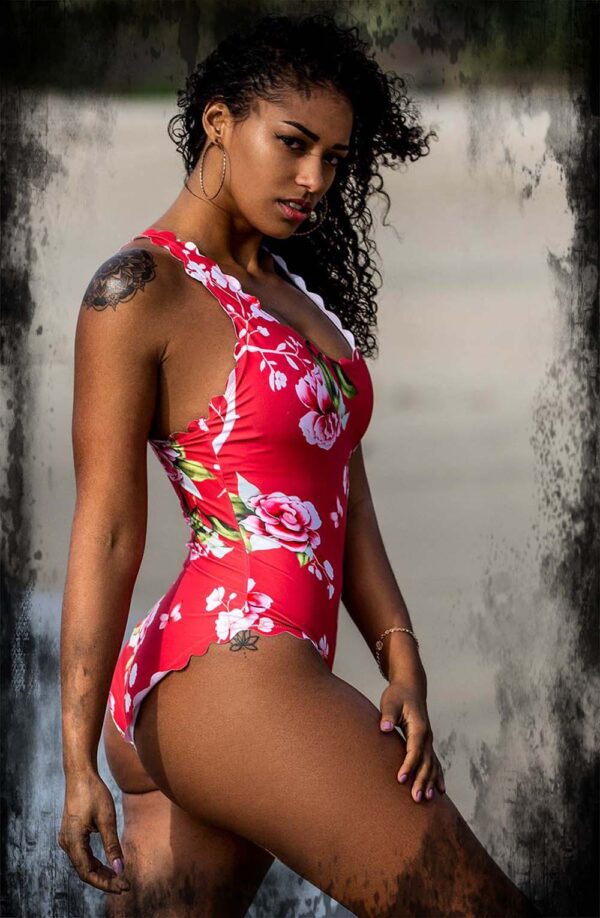 YesX Floral One Piece Swimsuit Pink
